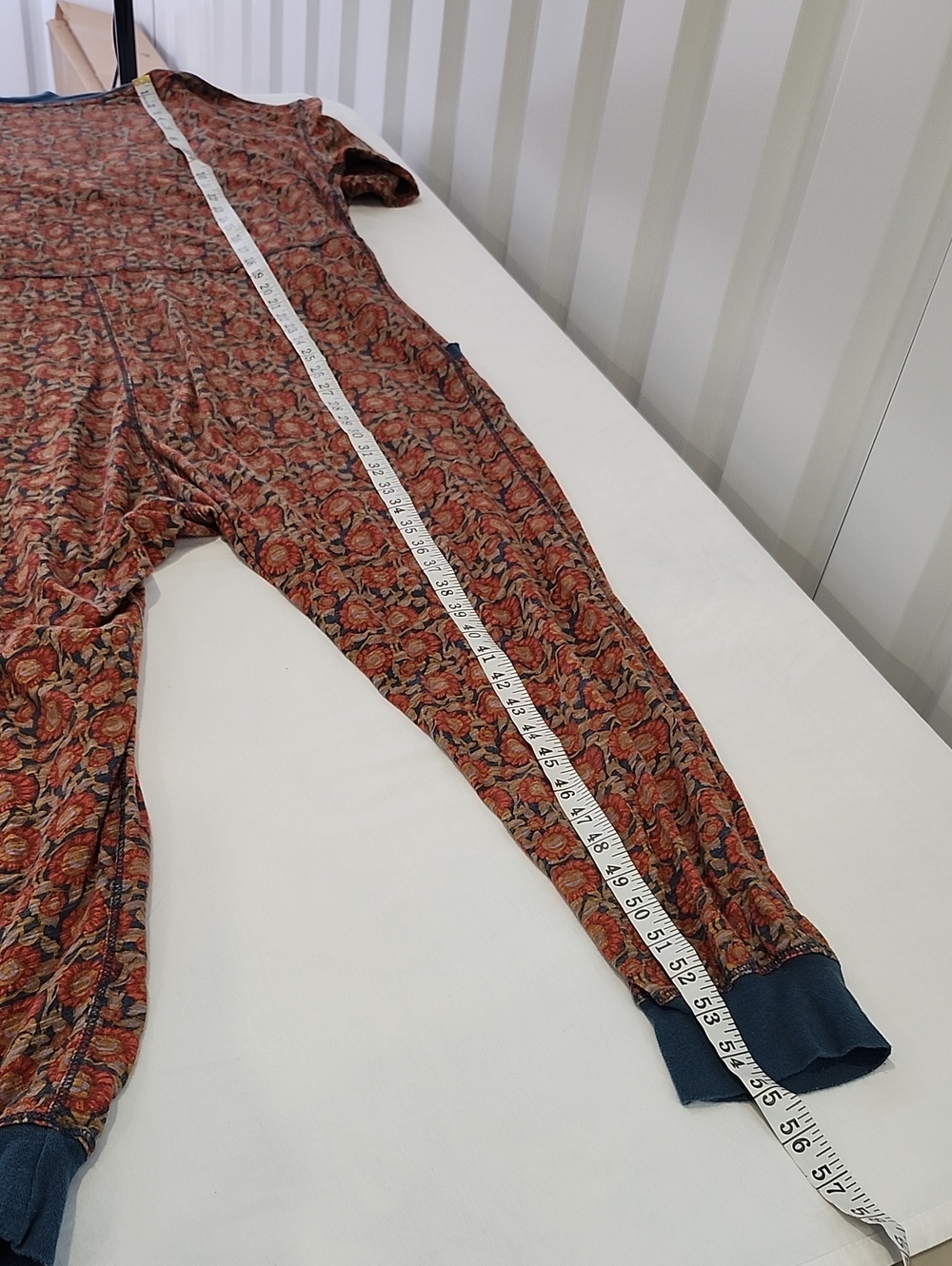 NATURAL LIFE Womens Red Navy Floral Cotton Knit Johnnie Jumpsuit Small Oversized - Picture 7 of 7